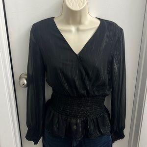 Beautiful Black Blouse ❤️ Sheer Long Sleeves